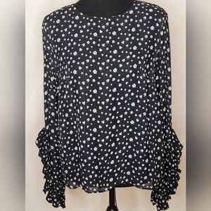 H&M Semi-Sheer Floral Long Statement Sleeve Pullover Top - Size 6